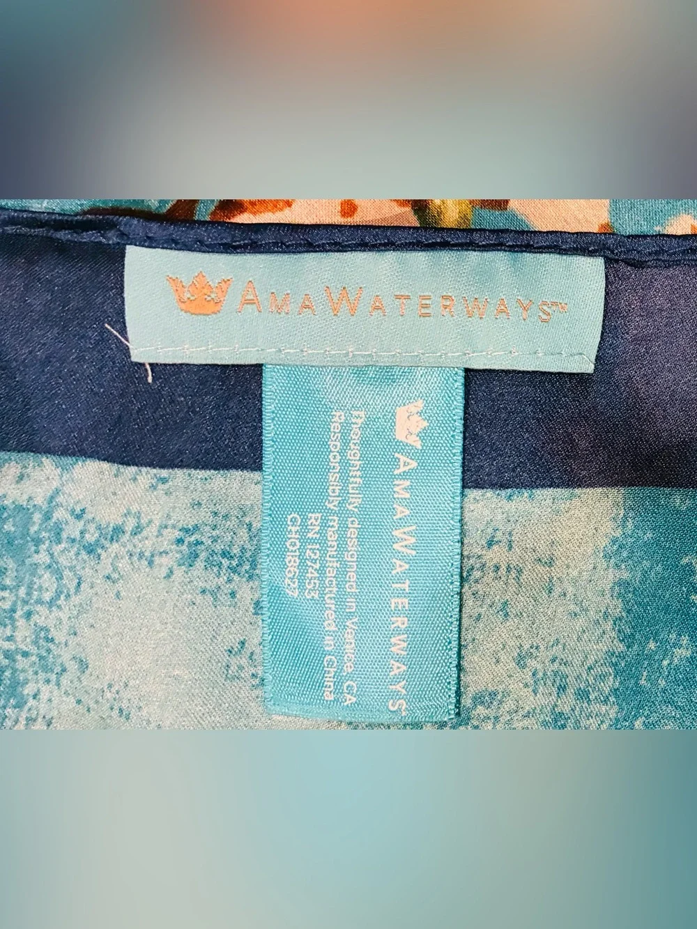 Ama Waterways Scarf  Vincent Van Gogh Almond Blossom Silk Approx 70”X 34”